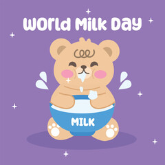 World milk day vector design for world milk day celebration. Suitable for flat design graphic illustration, background, template, social media, poster, flyer design, etc