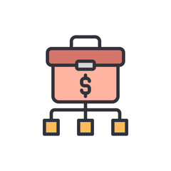 Stylized Briefcase With Dollar Symbol Representing Financial Network