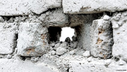 Gray White Brick Wall With Hole