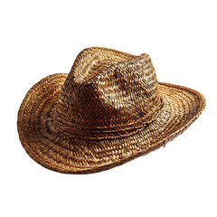 Rustic Straw Hat with an Authentically Rough Weave Isolated on Transparent Background