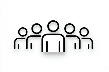 Minimalist icon of diverse group of five people in black and white