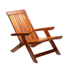 Contemporary Foldable Wooden Beach Chair with a Mod Isolated on Transparent Background