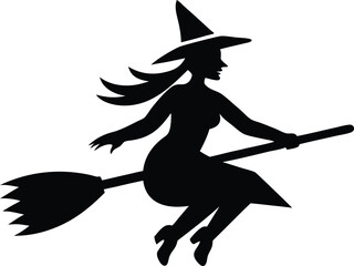 witch broom vector icon. Collection of halloween silhouettes icon.