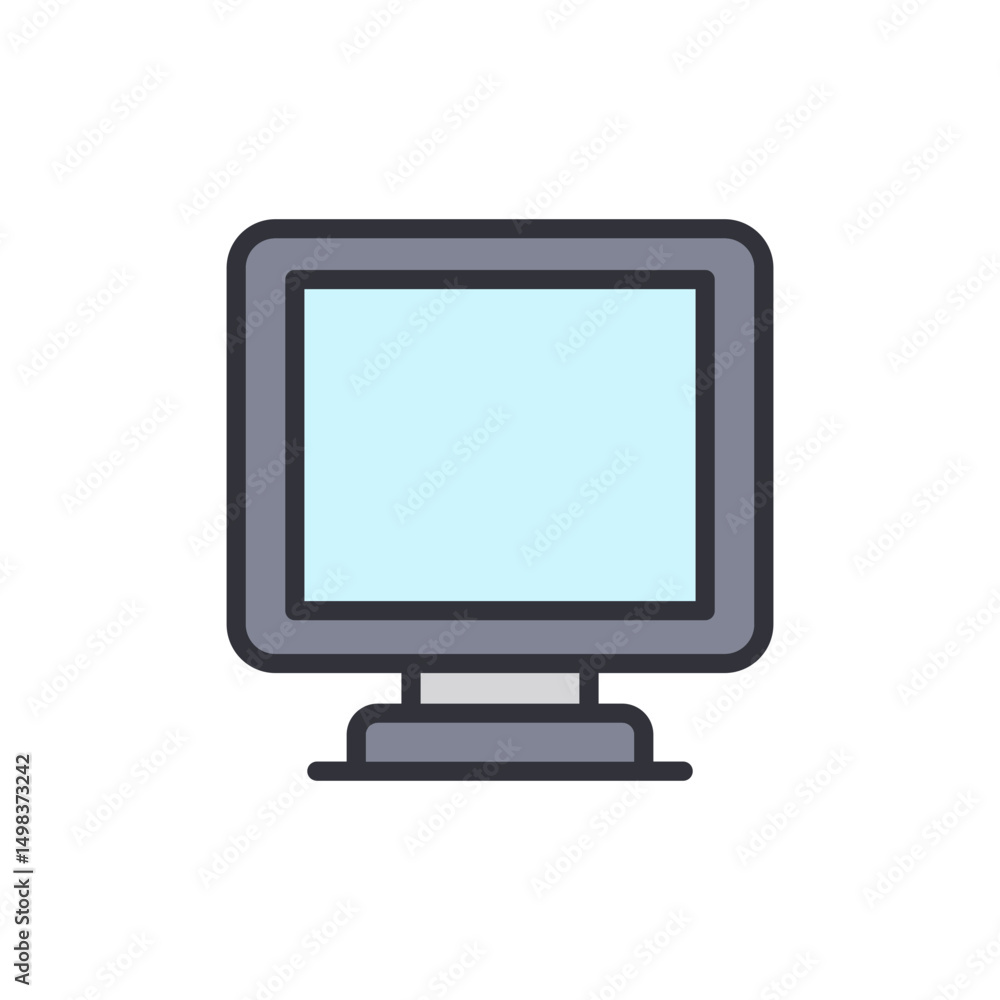 Poster Stylized Computer Display Unit With Rounded Edges In Light Tones