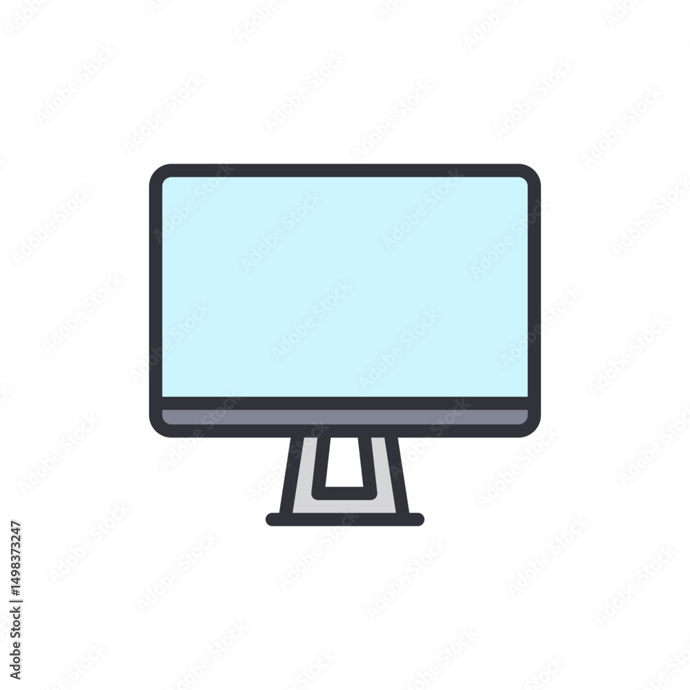 Poster minimalist illustration of a desktop computer with transparent display
