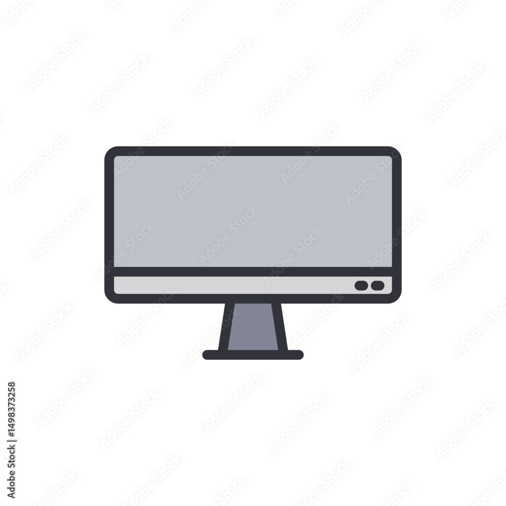 Poster simple computer display with gray tone and transparent background