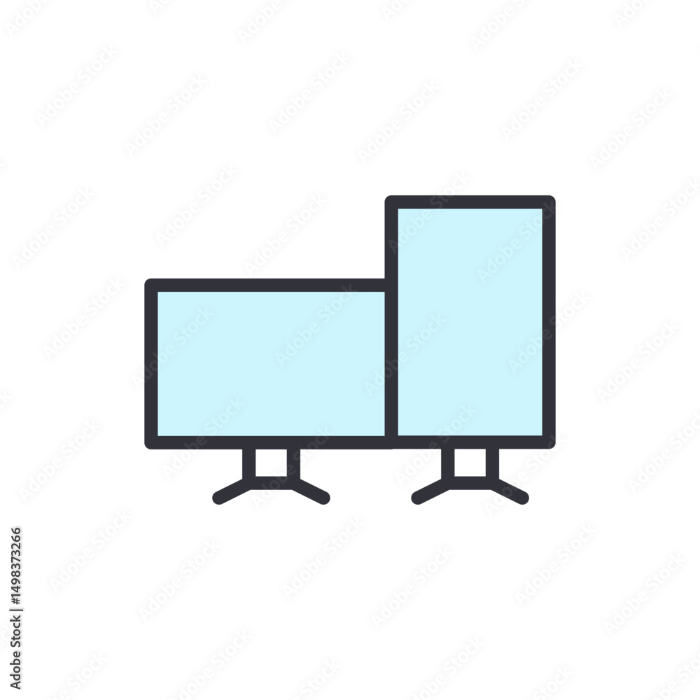 Poster two monitors displaying information and visual content design graphic