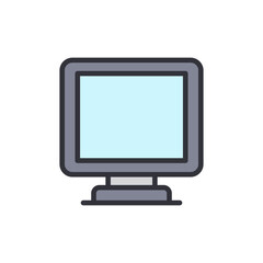 Stylized Computer Display Unit With Rounded Edges In Light Tones