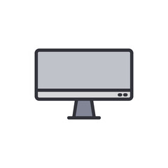 Simple Computer Display With Gray Tone And Transparent Background