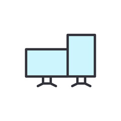 Two Monitors Displaying Information And Visual Content Design Graphic