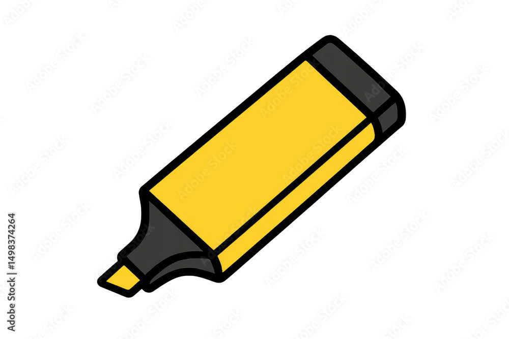 Poster yellow highlighter pen isolated on transparent background, perfect for adding emphasis and highlight