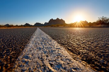 Sunrise On Empty Desert Highway