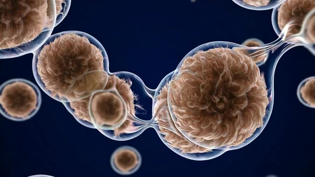 Floating microorganisms in deep blue background show dynamic movement and interaction