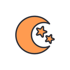 Crescent Moon And Two Stars Illustration Isolated On Transparent