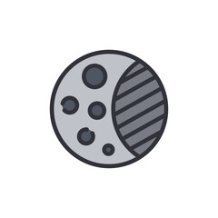 Stylized Illustration Of A Crescent Moon Phase With Crater Details