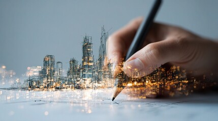 Executives Hand Sketching Growth Plans on Glass Surface
