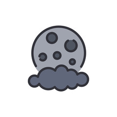 Mystical Moon With Clouds Vector Illustration On Transparent Background