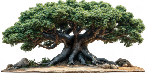 Ancient Majestic Tree on Transparent Background