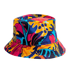 Playful Bucket Hat with a Lively Dynamic Pattern Isolated on Transparent Background