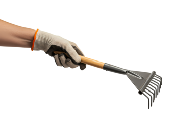 Gardening Hand Rake Tool Closeup Image isolated on transparent background
