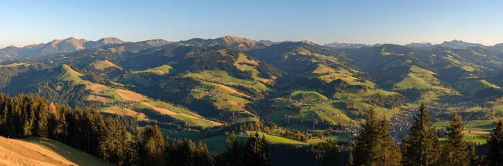 Panoramic View Of Swiss Valley at Sunrise