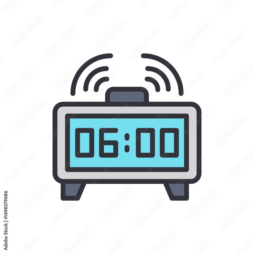Poster digital alarm clock showing six o'clock on transparent background