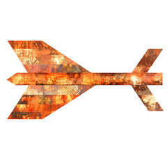 Abstract Arrow with Layered Shimmering Patterns in Orange Isolated on Transparent Background