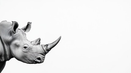 Majestic Rhino Portrait: A Black and White Masterpiece