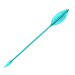 Contemporary Arrow with Crisp Lines in Bright Cyan Isolated on Transparent Background