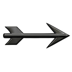 Abstract Arrow with Layered Motifs in Glossy Black Isolated on Transparent Background