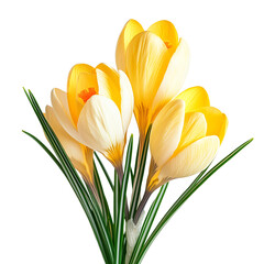Naklejka premium A beautiful spring bouquet of yellow flowers isolated on transparent background