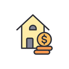 Conceptual Illustration Of House With Coins Stack Symbolizing Investment