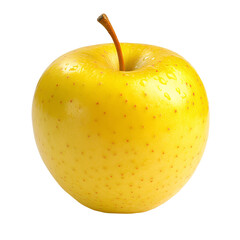 Golden yellow apple isolated on transparent background