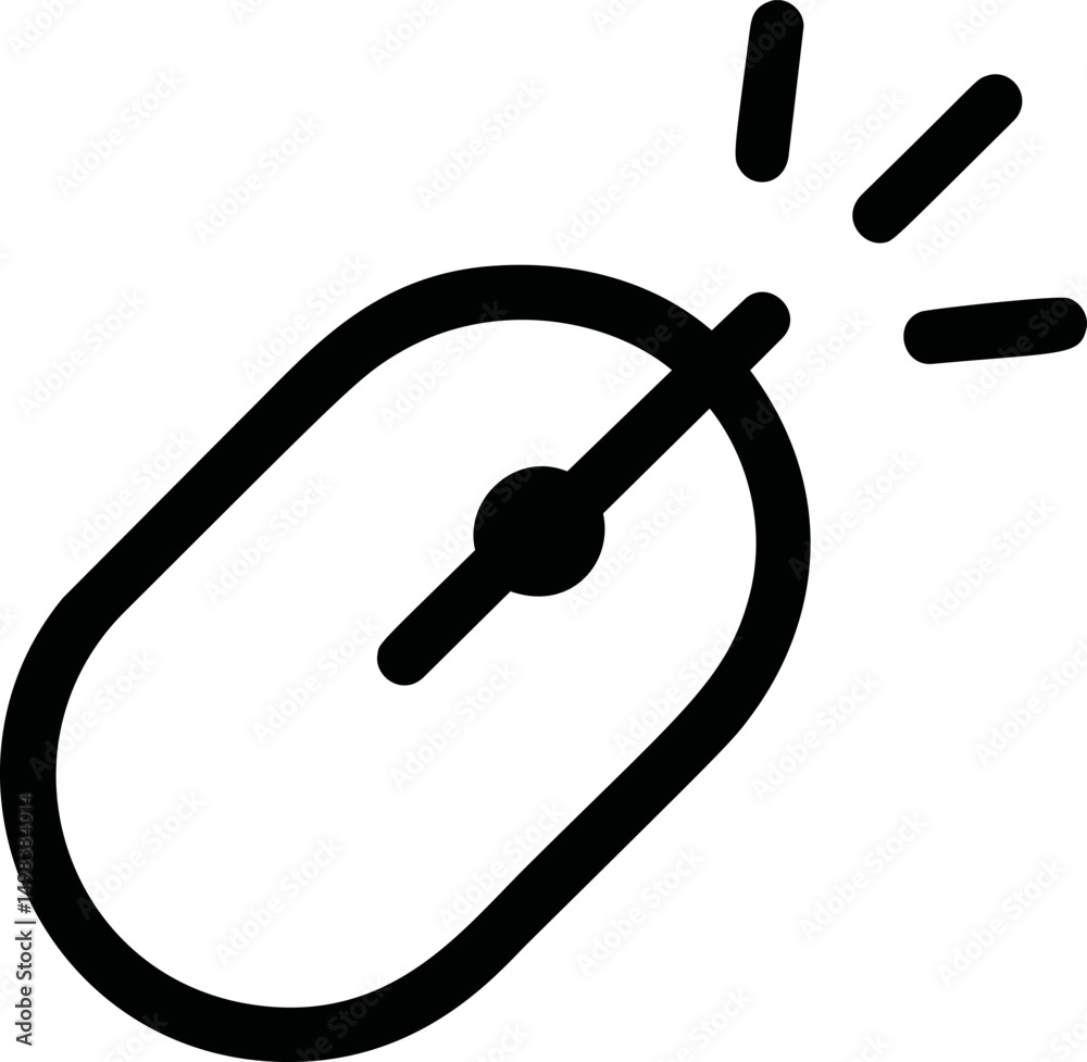 Aufkleber black and white computer mouse icon with clicking action, digital symbol illustration. vector illust