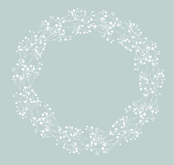 カスミソウのシルエットの円フレーム