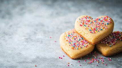 Cookies heart sprinkles colorful and sweet elements create a scene perfect. AI generative