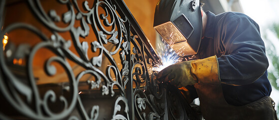 Welder Working on Ornate Metalwork