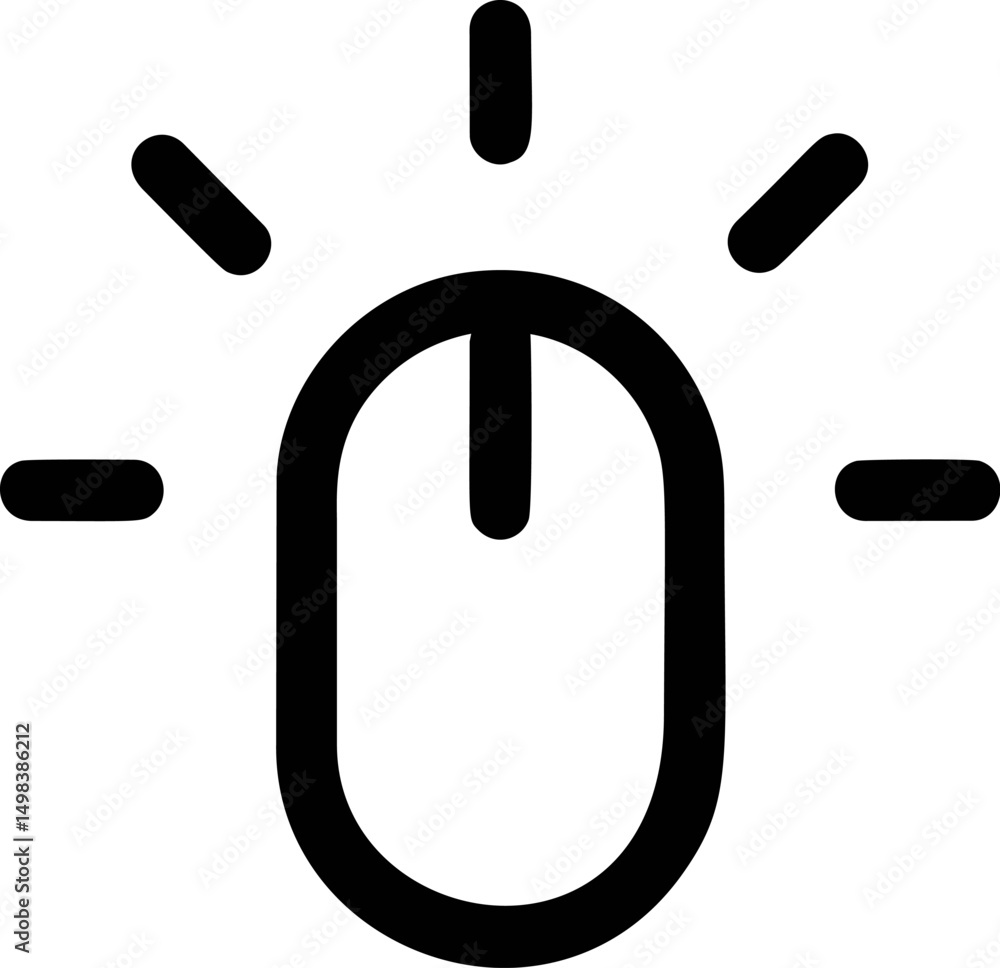Leinwandbilder simple black and white mouse icon with click rays for technology design. vector illustration