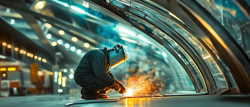 Welder at Work in an Industrial Setting