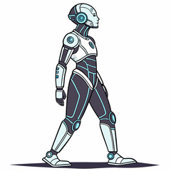 Futuristic robot walking modern technology ai