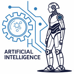 Futuristic robot artificial intelligence concept design