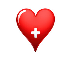 Obraz premium Red heart with white cross isolated on transparent background