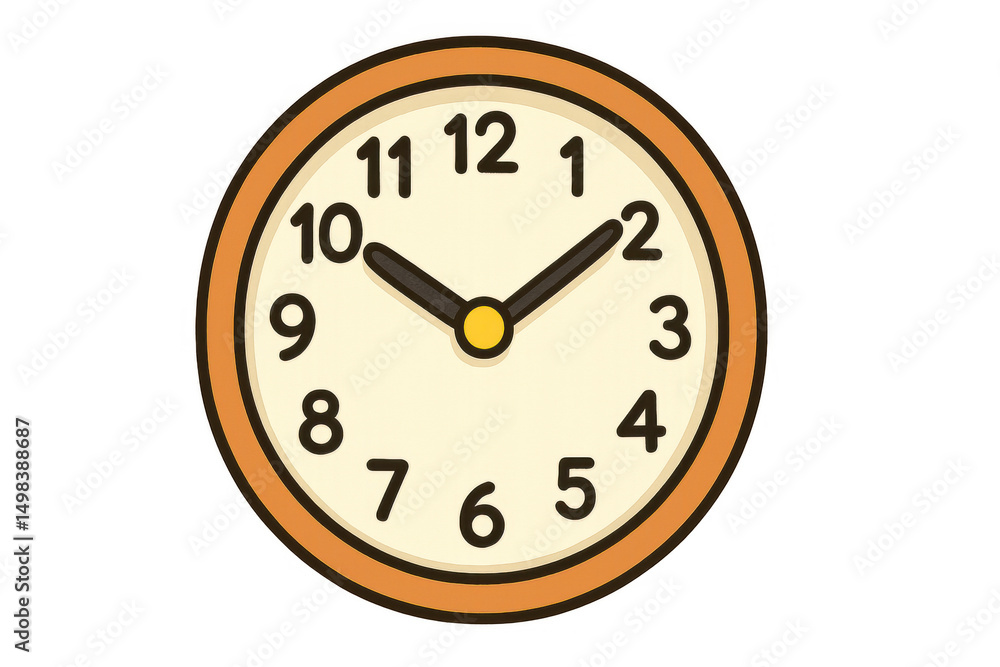 Poster classic analog clock marking the time on a transparent background, ideal for time management and sch