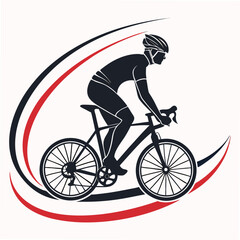 Obraz premium Cyclist riding road bike, vector silhouette, clean cutout