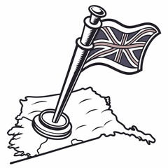 Uk flag on map pin illustration, transparent background