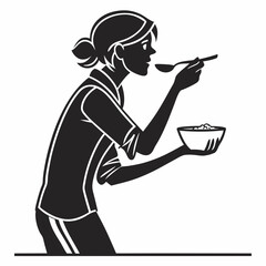 Woman enjoying a bowl of cereal for breakfast