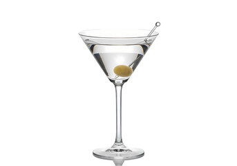 Classic Martini Recipe Gin Vodka Olive Garnish isolated on transparent background