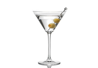 Perfect Martini Recipe Gin Olives Cocktail isolated on transparent background