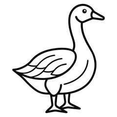 Minimalist Line Art of a Goose for Farm and Educational Designs