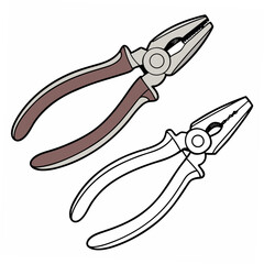 Professional pliers clipart set isolated on white